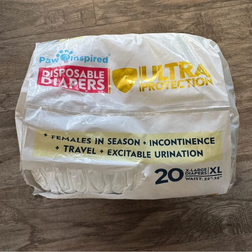 New Paw Inspired Disposable Diapers Ultra Protection X-Large 20 Pack